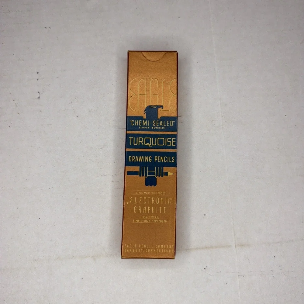 VTG Dated 1936 Box of 12 Eagle Turquoise Drawing Pencils 2H New Old Stock